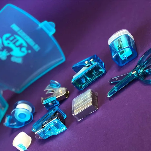Vista 8 de Tinc Mini Stationery Set – Blue Tape Dispenser, Scissors, Stapler, Staple Remover, Hole Punch, Sharpener. Great for School