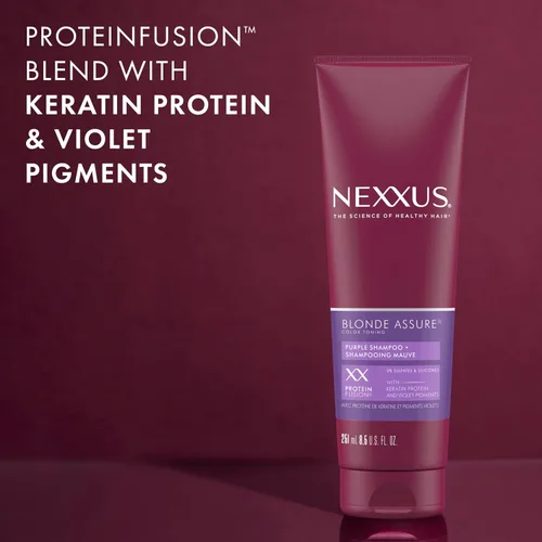Vista 4 de Nexxus Blonde Assure - Champú morado para el cuidado del color del cabello rubio, proteína de queratina, 8.5 onzas