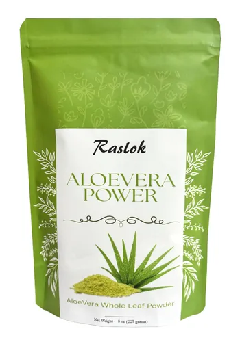 Vista 4 de Raslok Aloe Vera Powder Aloe barbadensis Powder Hidratante natural para la piel (3.52 oz) Solo para uso externo