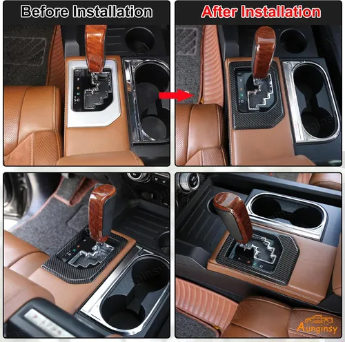 Vista 5 de Aunginsy Cubierta de panel de palanca de cambios de consola central compatible con accesorios Toyota Tundra 2014-2021, palanca de cambios de control