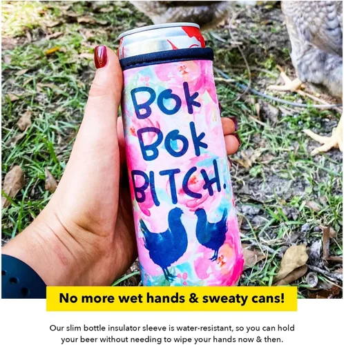 Vista 6 de 12oz Slim Can Pocketed Handler/Cooler/Insulator, bolsillo en la manija sostiene Chapstick o Vape Pen, patente pendiente (arcoíris)