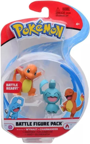 Vista 2 de Paquete de figuras de batalla de Pokémon de 2 pulgadas Wynaut vs. Charmander