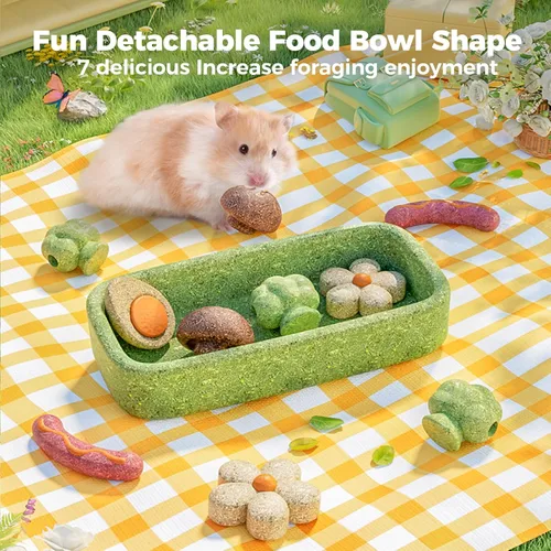 Vista 11 de mini&moe Juguetes masticables de hámster para dientes – Cuinea Pig, masticables y golosinas naturales para enriquecimiento de hámsters, mejoran