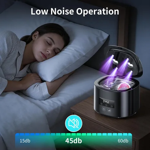 Vista 7 de Máquina limpiadora de retenedores ultrasónicos, cápsula de limpieza dental de 50 kHz para guardias nocturnos, frenos, alineadores, cepillos