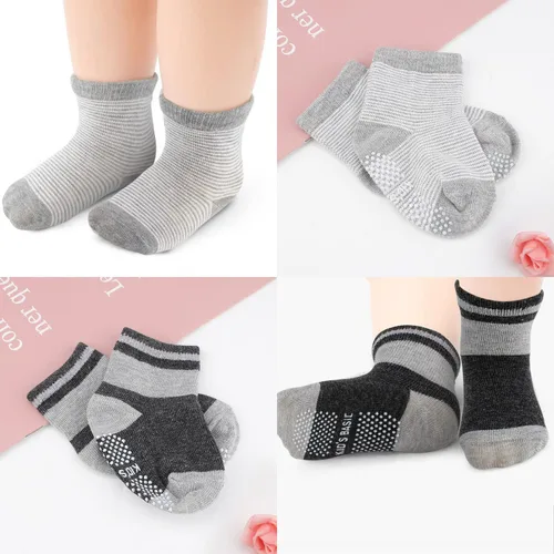 Vista 2 de Calcetines antideslizantes para bebé, 12 pares de calcetines de agarre de algodón, calcetines de agarre para bebé niño