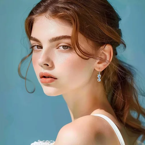 Vista 144 de Aretes colgantes de plata de ley con diseño de árbol de la vida, flor, abeja, animales, gato, colibrí, piedra lunar, turquesa, aretes con cierre