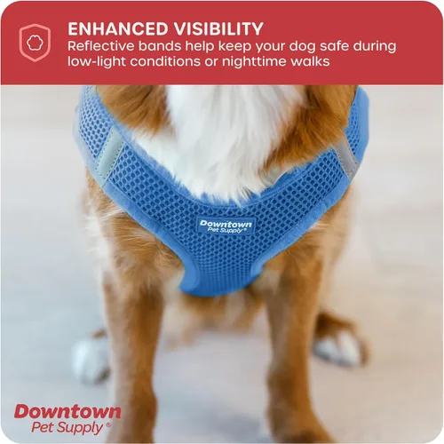 Vista 266 de Downtown Pet Supply Arnés para perro Step-in – Sin tirones, malla acolchada ajustable con ribete reflectante, correa de hebilla segura – Arnés