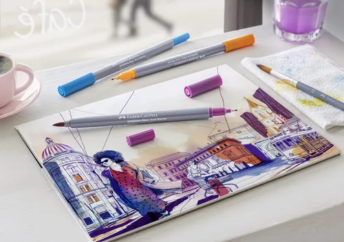 Vista 4 de Faber-Castell Goldfaber Aqua - Marcadores dobles "Candy Shop", 6 marcadores de doble punta para acuarela