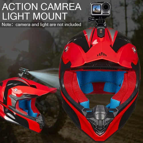 Vista 3 de ILM - Cascos de motocross para niños y jóvenes, para bicicleta todoterreno, ATV, con forro supersuave, soporte para cámara, para hombres y mujeres