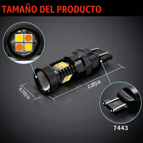 Vista 3 de Conjunto de chips extremadamente brillantes 3030 blanco/amarillo 3157 3155 3457 4157 bombillas LED con proyector para luces de giro delanteras/DRL