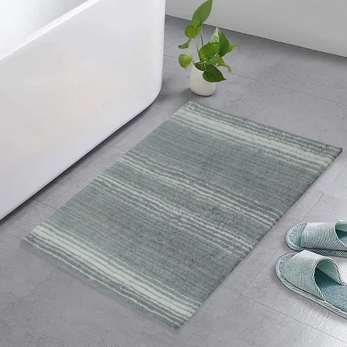 Vista 9 de Home Weavers Gradation Collection - Alfombra de baño 100% algodón, suave y absorbente, antideslizante, lavable a máquina, rectangular, 17 x 24 Beige