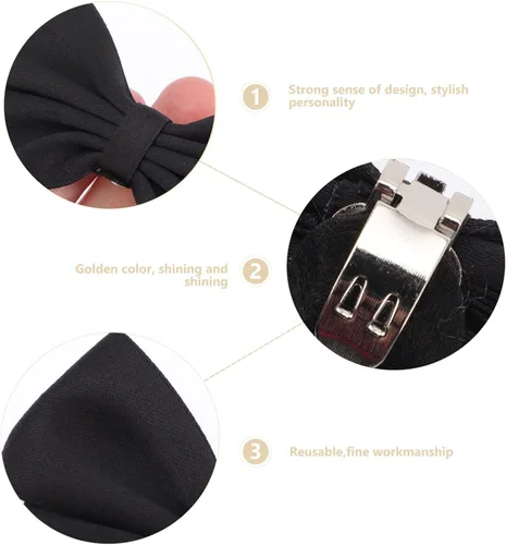 Vista 3 de LIFKOME Black Bow Shoe Clips Ribbon Detachable Shoes Buckle Wedding Bridal Shoe Buckle Shoe Charms Decoration for DIY