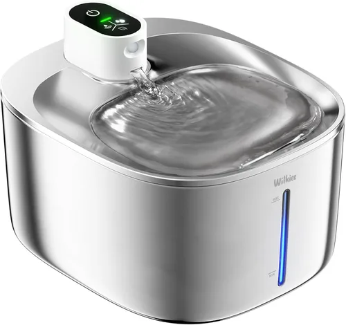 Vista 12 de Fuente de agua para gatos de acero inoxidable, fuente para gatos de 4.1 L, dispensador de agua inalámbrico para gatos y perros en interiores