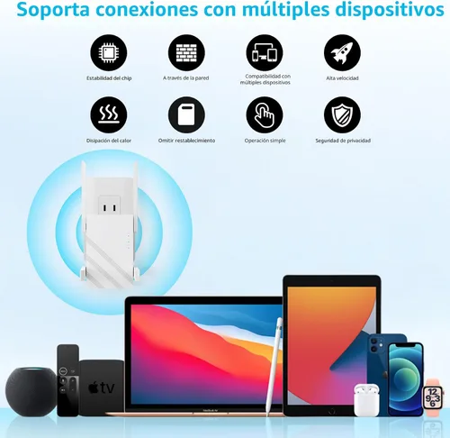 Vista 2 de Amplificador de señal WiFi de 1.2 Gbps 2025, hasta 12880 pies cuadrados, banda dual 5 GHz/2.4 GHz, extensores WiFi amplificador de señal