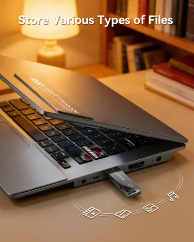Vista 3 de Paquete de 5 unidades flash USB de 8 GB, unidad de pulgar USB 2.0 impermeable de metal, memoria delgada y duradera con llavero para PC, laptop