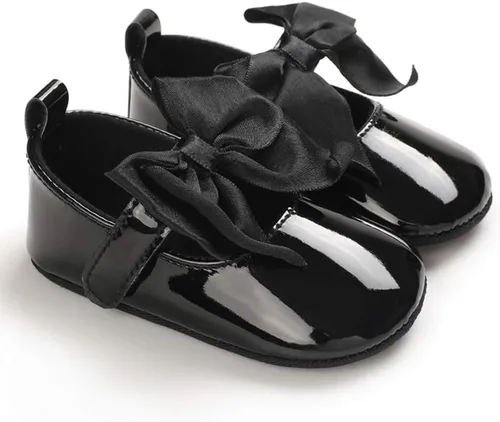 Vista 4 de WILLFUN Zapatos planos Mary Jane para bebés y niñas con lazo, vestido de princesa, zapatos de cuna, suela de goma suave antideslizante