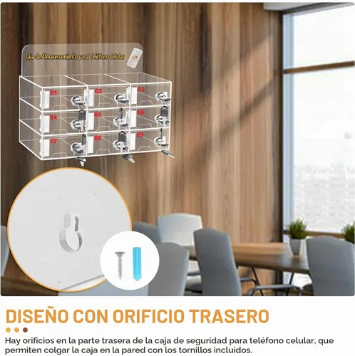 Vista 6 de Caja de casillero para teléfono celular, 9 ranuras, montada