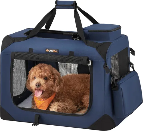 Vista 15 de Feandrea Collapsible Soft Dog Crate, Portable Travel Carrier, 24 Inches Negro