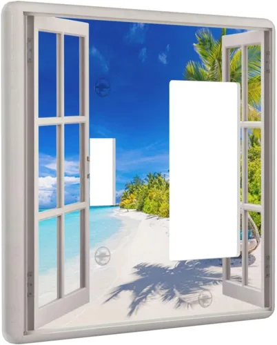 Vista 124 de Pintura al óleo de flores abstractas de 1 cuadrilla de interruptor de luz dúplex individual cubierta de salida placa de pared decorativa Placa