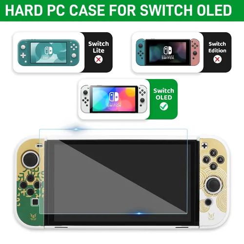 Vista 5 de GLDRAM Switch Carrying Case for Zelda, Portable for Nintendo Switch OLED with Travel Case Protector, White Dockable Switch OLED Skin Cover, Hand