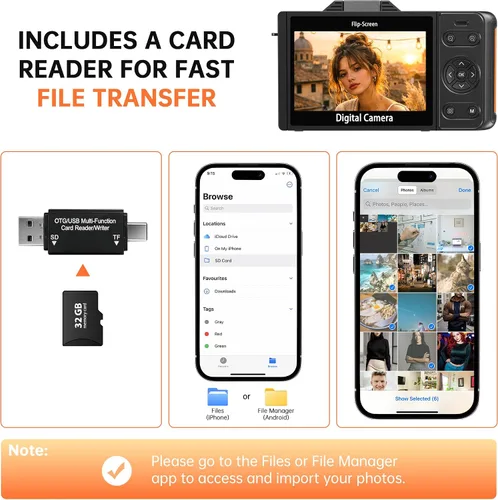 Vista 7 de 6K 96MP Flip Screen Digital Camera for Photography, WiFi, Dual Lens