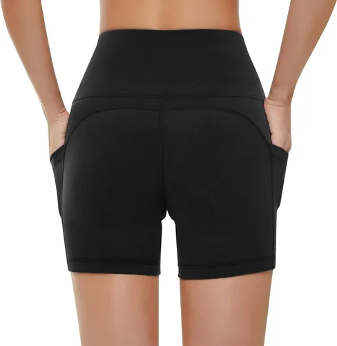 Vista 4 de KKB Pantalones cortos de cintura alta de 8 y 5 pulgadas para mujer, leggings de yoga, control de abdomen, pantalones cortos de entrenamiento