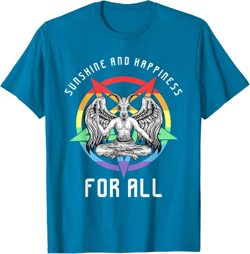 Vista 9 de Funny Sunshine and Happiness for All LGBT Gay Pride Baphomet Camiseta Negro