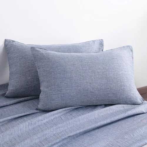 Vista 11 de NTBAY Fundas de almohada de lino francés – Teñidas con hilo, paquete de 2, fundas de almohada estándar de 100% lino, fundas de almohada lavadas