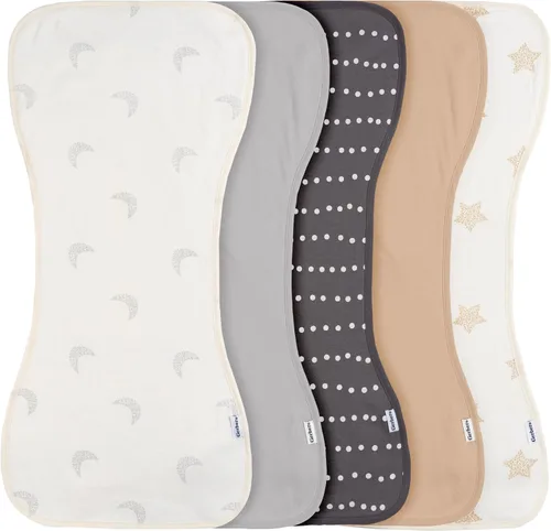 Vista 20 de Gerber Paños unisex para eructos para bebé, paquete de 5, azul dorado, tamaño 10.5 x 21 pulgadas