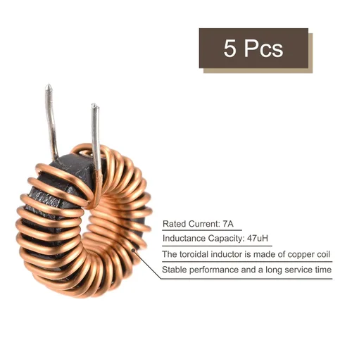 Vista 3 de MECCANIXITY Inductor vertical de bobina de cobre de inductancia toroide 47uH 7A para placa de circuito DIY, paquete de 5