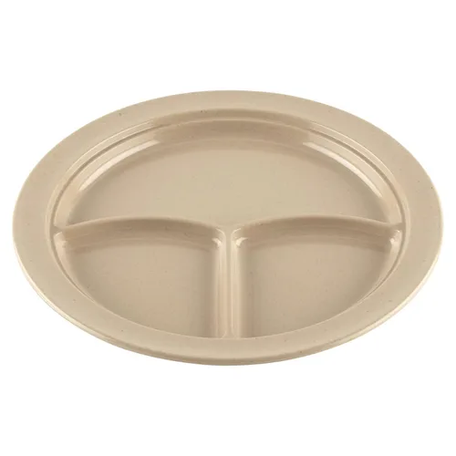 Vista 33 de G.E.T. CP-530-T Tan 9" 3-Compartment Plate, Break Resistant Dishwasher Safe Melamine Plastic, Supermel Collection (Pack of 12)