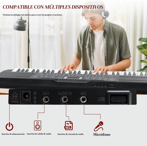 Vista 4 de Ktaxon Teclado eléctrico de 61 teclas Juego de piano eléctrico