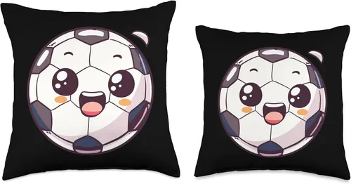 Vista 3 de Almohada de tiro con estilo de dibujos animados de balón de fútbol para niños y niñas