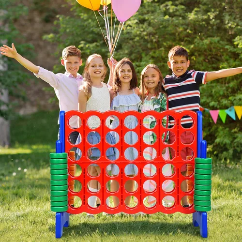 Vista 6 de ARLIME Juego gigante de conexión 4 en fila, juego de juguetes jumbo de 4 en puntuación de 47 pulgadas con palanca de liberación rápida, anillo