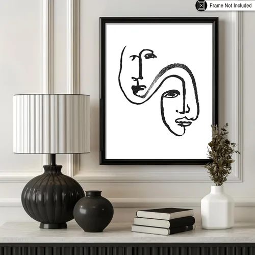 Vista 183 de Poster Master Faces Poster - Retro Women Print - Portrait Art - Sketch Illustration - Abstract Artwork - Woman Design - Chic Boho Design - Great
