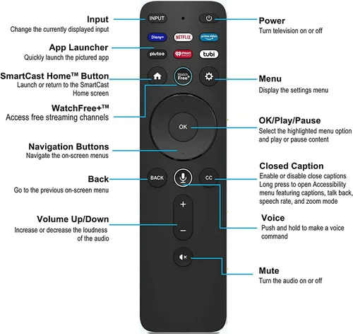 Vista 4 de Control remoto por voz XRT260 Reemplazo para Vizio V-Series M-Series P-Series 4K HDR Smart TV con Disney+/Netflix/Prime Video/Pluto/iHeart