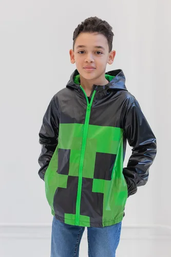 Vista 2 de Minecraft Creeper - Chaqueta impermeable con cremallera para niños pequeños a niños grandes