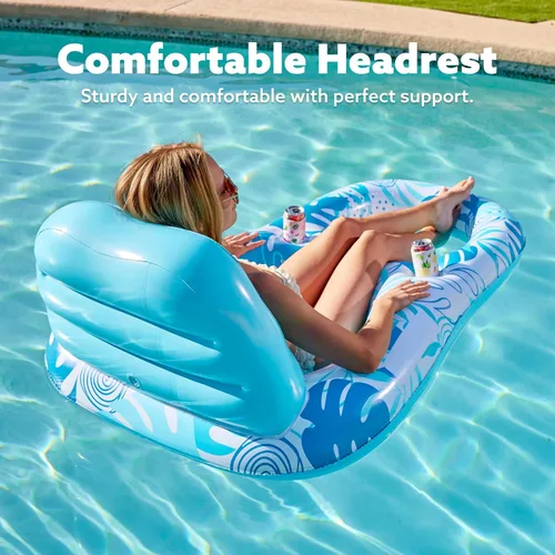Vista 2 de SLOOSH Paquete de 2 flotadores inflables para piscina para adultos, flotador de piscina para sala de estar, balsa, flotadores, silla reclinable