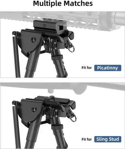 Vista 2 de EZshoot Carbon Fiber Rifle Bipod, 6-9 Inches, Picatinny Rail Adapter