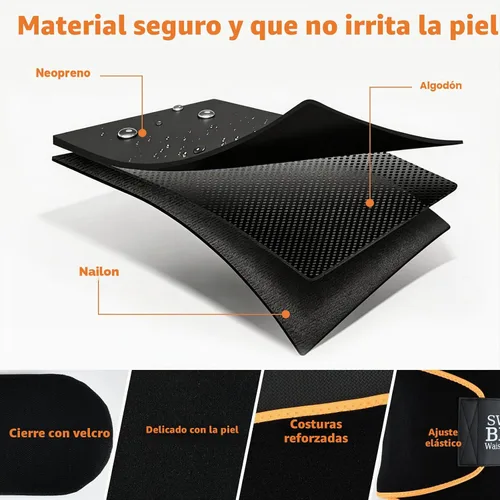 Vista 4 de kissleaf Entrenador de cintura para mujer, cinturón de sudor para mujer Negro naranja