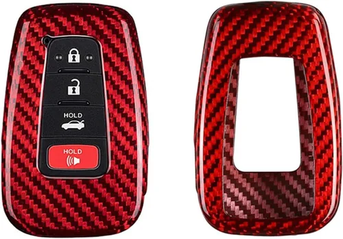 Vista 9 de Funda para llavero de fibra de carbono genuina para Toyota 86 GT86 Avalon C-HR Camry Corolla Highlander Land Cruiser Prado Prius RAV4 2016-2023