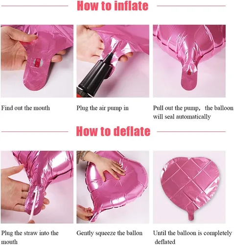 Vista 5 de 20 globos de corazón rosa y plateado de 18 pulgadas, globos de papel de aluminio de Mylar en forma de corazón, globos de aluminio metálico, globos