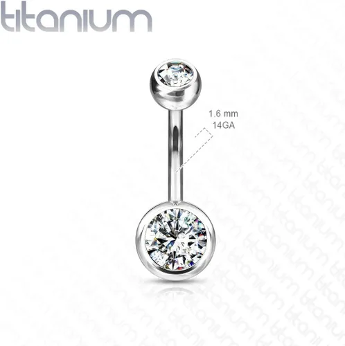 Vista 4 de FIFTH CUE 14G G23 - Piercing para el ombligo de titanio sólido con doble gema, de bola