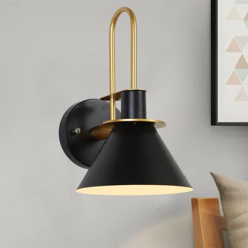 Vista 8 de Apliques de pared modernos con forma de cono de metal, kit de farol de pared para mesita de noche, lámpara de montaje en pared, aplique de 1 luz