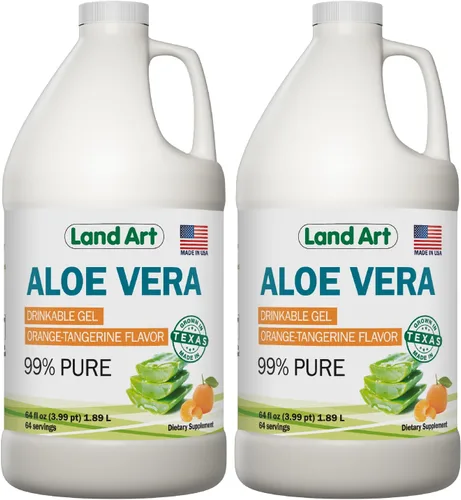 Vista 12 de Land Art Pure Aloe Vera - Gel Bebible con Sabor a Naranja y Mandarina - Filete Interior Procesado en Frío - de Hojas Frescas Orgánicas de Texas