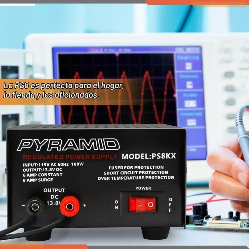 Vista 6 de Pyramid Pyramid PS8KX - Fuente de alimentación universal compacta de banco de 6 amperios regulada lineal para laboratorio doméstico, convertidor
