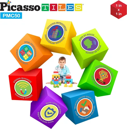 Vista 5 de PicassoTiles Cubo de Rompecabezas Magnético Pixel de 1" para Niños Mezcla y Combina con Libro de Ideas Gratuito Juguetes Sensoriales Aprendizaje
