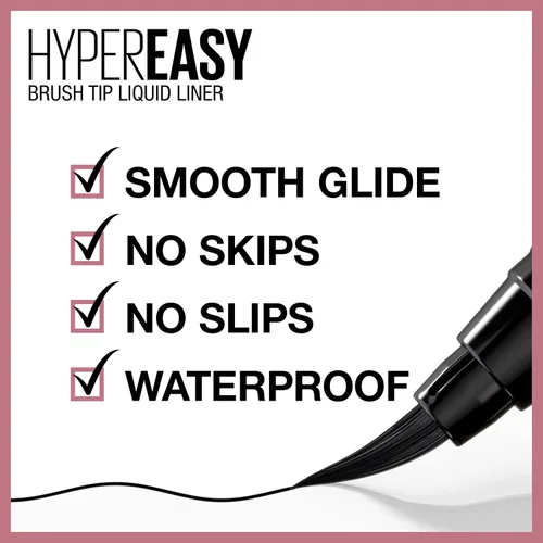 Vista 4 de MAYBELLINE New York Hyper Easy Liquid Pen No-Skip Delineador de ojos impermeable, acabado satinado, marrón oscuro MARRÓN PITCH