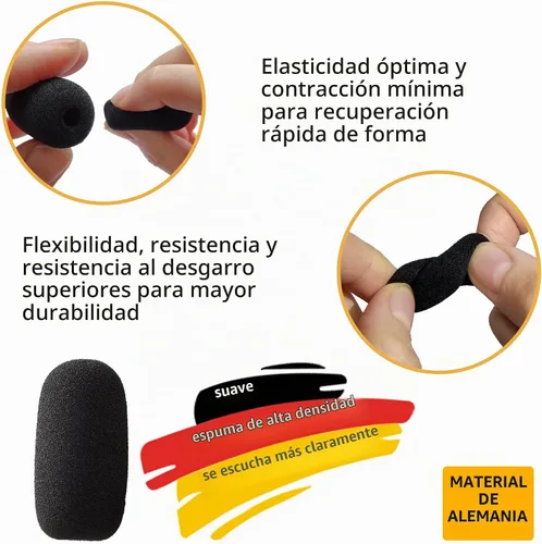 Vista 3 de Juego de 10 fundas de espuma pequeñas para micrófonos lavalier - Fundas de micrófono de espuma de alta densidad para protección de auriculares