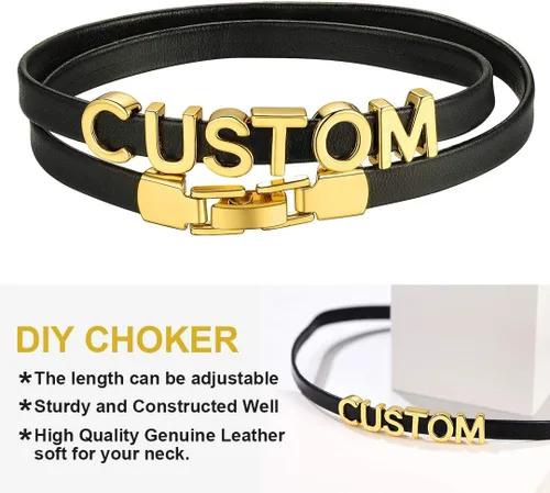 Vista 3 de ChainsHouse Collar de gargantilla personalizado para mujeres y niñas, dije de foto, puddin, circonita cúbica, cuello alto, personalizado, iniciales